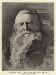 Professor Ruskin in seinem Arbeitszimmer in Brantwood, Mai 1894