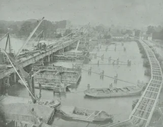 Putney Bridge: Graben des Fundaments für die neue Brücke, 1883