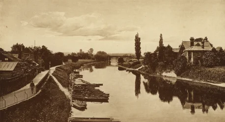 Fluss Wye von der Brücke, Hereford (s/w Foto)