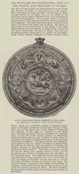 Silberschild von Südwales, dem Prinzen und der Prinzessin von Wales zu ihrer Silberhochzeit überreicht