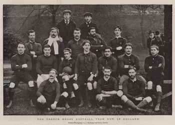 Die französische Rugby-Fußballmannschaft jetzt in England