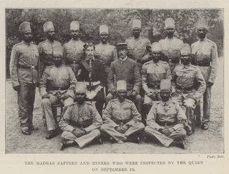 Die Madras Sappers und Miners, die von der Königin am 19. September inspiziert wurden