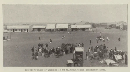 Die Neue Stadt von Mafeking an der Transvaal-Grenze, der Marktplatz