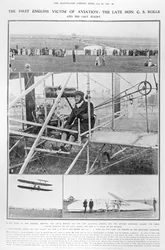 Das erste englische Opfer der Luftfahrt: der verstorbene Hon. C.S. Rolls und sein letzter Flug, aus The Illustrated London News, 16. Juli 1910