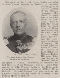 Der verstorbene Herzog von Sachsen-Weimar, Patron der Kunst und Literatur