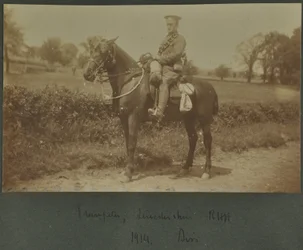 Trompeter der Leicestershire Royal Horse Artillery in einem Trainingslager in Diss, 1914