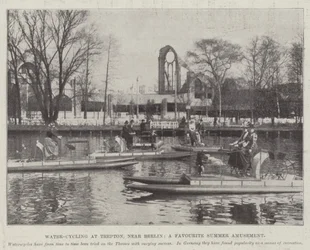Wasserradfahren in Trepton, nahe Berlin, ein beliebtes Sommervergnügen