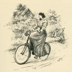Eine Radfahrerin aus dem 19. Jahrhundert. Aus The Strand Magazine, veröffentlicht 1897.