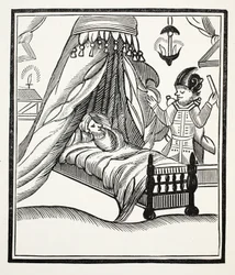 Ein vollständiger, wahrer und detaillierter Bericht, Illustration aus Chap-books of the Eighteenth Century von John Ashton, veröffentlicht 1882