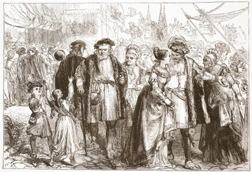 Ein Festtag in Nürnberg: Zeit, sechzehntes Jahrhundert, Illustration aus Die Geschichte des Protestantismus von James Aitken Wylie, veröffentlicht 1878