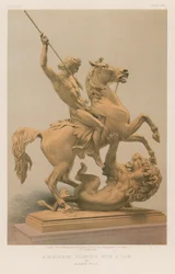 Ein Reiter, der mit einem Löwen kämpft von Albert Wolf