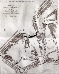 Ein Plan der Gärten des Höchst Edlen Marquis von Buckingham in Stowe, aus dem Besucherführer, veröffentlicht 1797