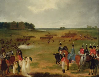 Eine Überprüfung der London Volunteer Cavalry und Flying Artillery im Hyde Park im Jahr 1804, ca. 1804