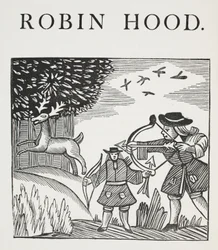 Eine wahre Geschichte von Robin Hood, Illustration aus Chap-books des achtzehnten Jahrhunderts von John Ashton, veröffentlicht 1882