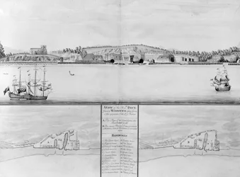Ansicht der königlichen Werft in Woolwich von der gegenüberliegenden Seite der Themse