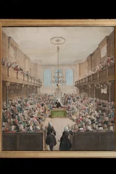 Ansicht des House of Lords, graviert von B. Cole (handkolorierte Gravur)