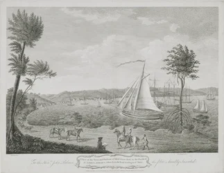 Ansicht der Stadt und des Hafens von Montego Bay, in der Pfarrei St. James, Jamaika, von der Straße nach St. Ann
