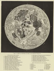 Eine Karte des Mondes, wie er in einem gewöhnlichen Teleskop zu sehen ist