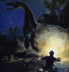 Ein Motorradfahrer berichtete, dass er fast mit dem Ungeheuer zusammengestoßen wäre, als es eine Straße überquerte