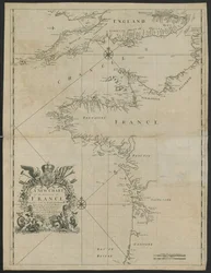 Eine neue Karte der Seeküsten Frankreichs, zusammen mit dem Englischen Kanal, ca. 1730