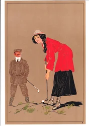 Druck von zwei Golfern in komischen und humorvollen Posen, ca. 1920