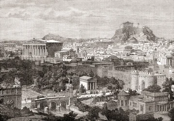 Ansicht des antiken Athen, Griechenland. Aus The Review of Reviews, veröffentlicht 1891