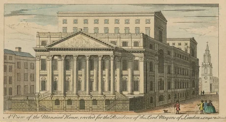 Ein Blick auf das Mansion House, errichtet für die Residenz der Lord Mayors von London