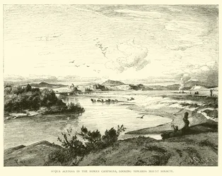 Acqua Acetosa in der römischen Campagna, Blick auf den Monte Soracte