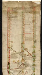 Additional MS 18268 A, Genealogie von Edward IV. von England, die seinen Anspruch auf die Kronen von Wales, Frankreich und England in drei Abstammungslinien zeigt