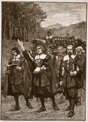 Vormarsch der Covenanters über die Grenze nach England, Illustration aus Cassells Illustrierter Geschichte Englands