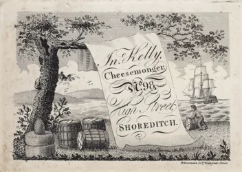 Werbung für John Kelly, Käsehändler, 98 High Street, Shoreditch, London