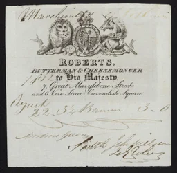 Werbung für Roberts, Butterhändler und Käsehändler, London