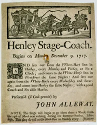 Werbung für den Henley-Postkutschen, 1717