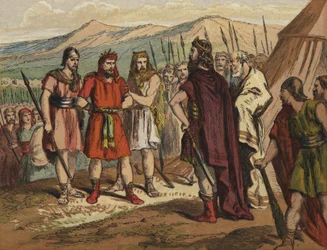 Agag vor Samuel gebracht (Farblithografie)