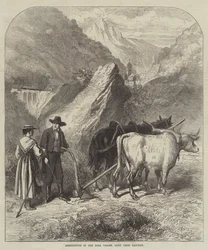 Landwirtschaft im Dora-Tal, Mont-Cenis-Bahn (Gravur)