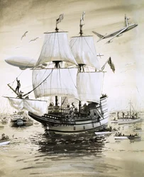 Alan Villiers rekonstruiert die Mayflower der Pilgerväter und segelt über den Atlantik