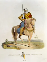 Alexander II., König von Schottland (1198-1249) 1214, aus Ancient Armour von Samuel Rush Meyrick, 1824