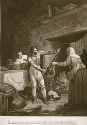 Alfred im Haus des Neatherd, Illustration aus David Humes The History of England, veröffentlicht von R. Bowyer, London, 1812