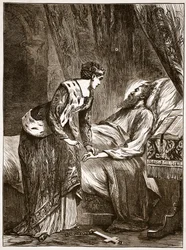 Alice Perrers am Sterbebett von Edward III, Illustration aus Cassells Illustrierter Geschichte Englands