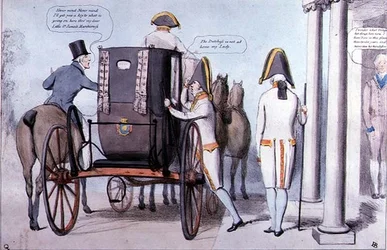 Erwartung oder Besuch der Königin Sarah in Bushy, veröffentlicht 1830 (Farbstich)