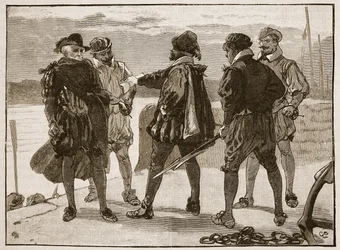 Verhaftung von Sir Walter Raleigh, Illustration aus Cassells Illustrierter Geschichte Englands