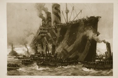 Ankunft in Frankreich des US-Transportschiffs Leviathan, des ehemaligen deutschen Liners Vaterland, mit 12.000 amerikanischen Truppen an Bord, 1914-19