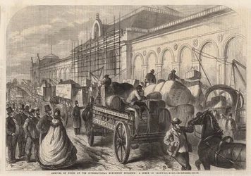 Ankunft von Waren im International Exhibition Building; eine Szene in der Cromwell Road