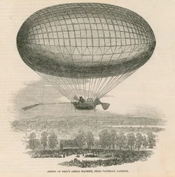 Aufstieg von Bells Luftmaschine aus den Vauxhall-Gärten, London