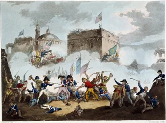 Schlacht von Saint John of Acre, 8. Mai 1799 - in "Die Napoleonischen Kriege" von Sutherland, Dubourg, London, gedruckt von Jenkins