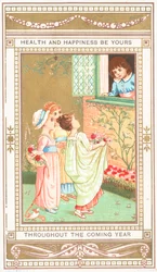 Junge spricht mit Mädchen aus dem Fenster