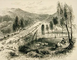 Brücke über Sluggan Water, in der Nähe von Braemar, um 1880, aus 