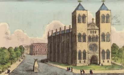 Braunschweiger Dom, Deutschland, letzte Ruhestätte von Königin Caroline, entfremdete Ehefrau von König Georg IV. (farbiger Stich)