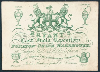 Bryants, Ostindisches Lager und ausländisches Porzellanlager, Visitenkarte
