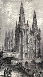 Kathedrale von Burgos, Burgos, Spanien, aus „Spanien: Ein Überblick über die spanische Geschichte von der maurischen Eroberung bis zum Fall Granadas, 711-1492“ von Henry Edward Watts, veröffentlicht 1893
